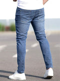 Men's Blue Form-fitting Streetwear Denim Jeans