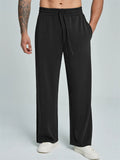 Men Comfy Wide Leg Drawstring Elastic Waist Loose Fit Pants