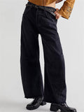 Vintage Wide Leg Raw Hem Barrel Jeans for Women