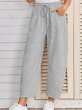 Women's Solid Color Casual Drawstring Cropped Sweatpants