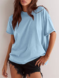 Women's Summer Casual Solid Color Round Neck Short Sleeve T-Shirt