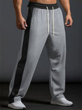 Men's Side Striped Mid-waist Loose Fit Drawstring Sport Trousers