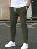 Men's Slim Fit Casual Drawstring Spring Cropped Pants