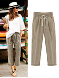 Summer Fashion High Waist Drawstring Loose Casual Pants for Women