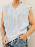 Summer Men's V-Neck Sleeveless Twisted Knitted Vest