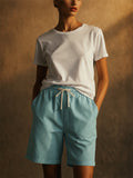 Women Summer Drawstring Elastic Waist Bermuda Beach Shorts