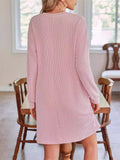 Women's Solid Color Stripe Round Neck Long Sleeve Dress