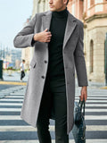 British Style Lapel Long Sleeve Single Breasted Long Coats for Men