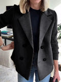 Women's Double Breasted Blazer Coat with Knitted Sleeves for Casual Wear