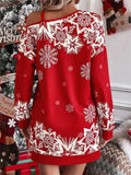 Women's Christmas Snowflake Printed Long-sleeved Off-shoulder Dress