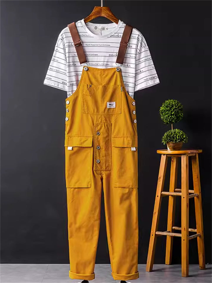 Men's Multi-Pockets Cotton Cargo Overalls
