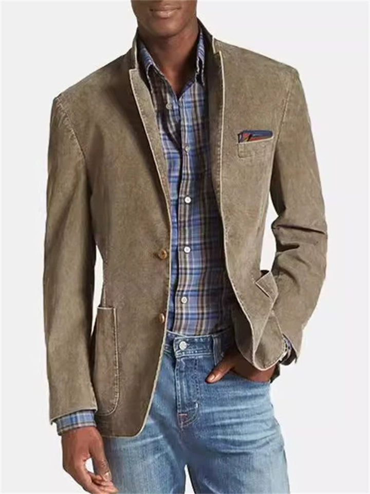 Men's Casual Distressed Single Breasted Blazer Jacket with Pockets