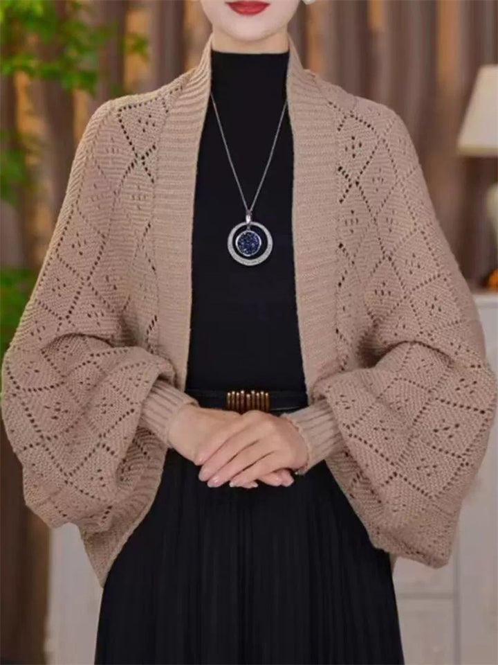 Candy Color Hollow Knitted Cardigan Wrap Top for Women