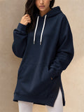 Women Casual Oversized Hoodie Long Sweatshirt with Side Slits