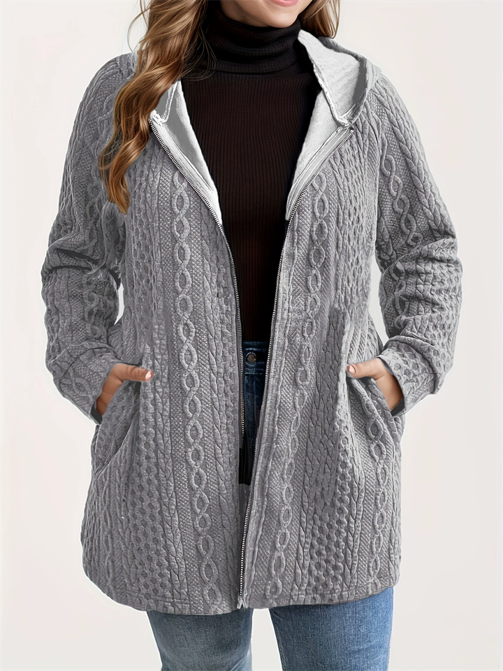 ‌Women's Fashion Zip Up Hooded Jacket for Spring Autumn