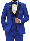 Men's 3 Piece Wedding Prom Suits Bridegroom Blazer + Vest + Pants