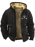 Men's Winter Simple Printed Long Sleeve Hooded Fleece Coats