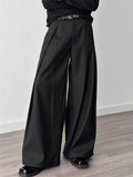 Men's Cool High Street Wrinkled Design Wide-Leg Casual Suit Pants