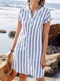 Women's Casual Summer Holiday Style Striped Short Sleeve Blouses