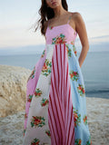 Women's Trendy Painting Style Print Big Hem Strap Dress