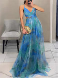 Women's Summer Mesh Spaghetti Strappy Full Length Dress
