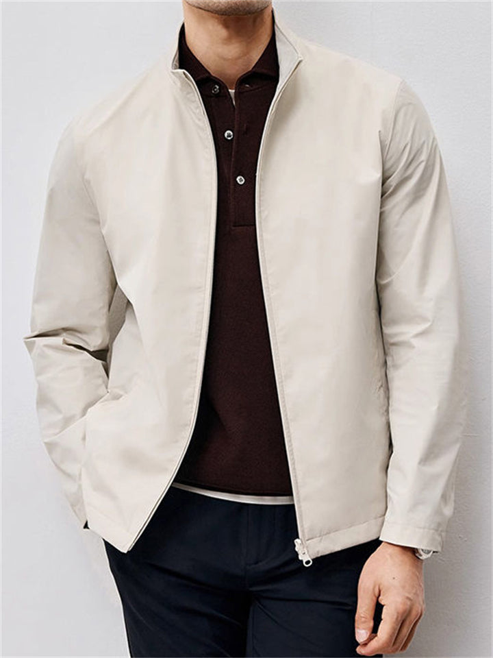 Korean Style Men's Long Sleeve Waist Length Stand Collar Jacket