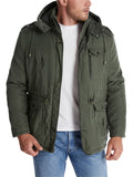‌Men's Hooded Military Style Outdoor Thermal Lined Coat with Multiple Pockets‌