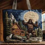 Gorilla Forest Cabin Quilted Tote Bags