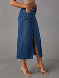 Ladies Spring Summer Front Split Denim Skirts