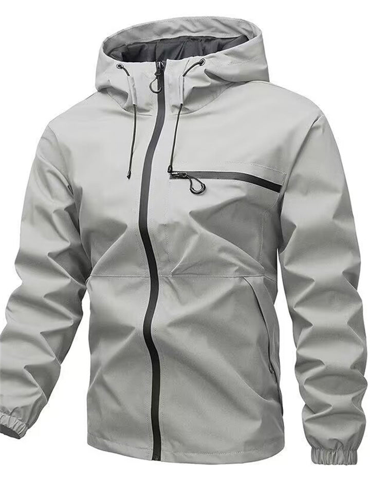 Men's Autumn Casual Solid Color Pockets Hooded Outdoor Jackets