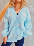 Women's Polka Dots Jacquard V Neck Long Sleeve Cardigan Sweaters