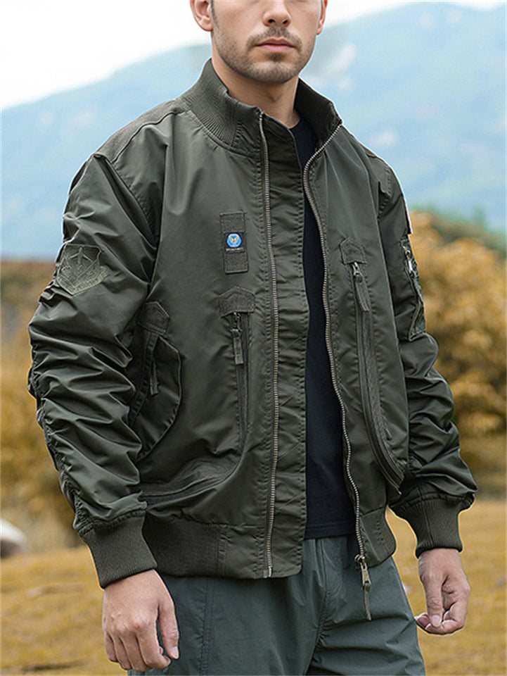 Mens Multi Pocket Military Tactical Bomber Jacket