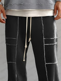 Men’s Casual Contrast Piping Loose Fit Drawstring Trousers