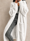 Womens Long Velvet Robe Soft Plush Outerwear with Pockets
