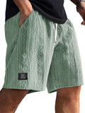 Men's Casual Comfy Summer Solid Color Jacquard Drawstring Shorts
