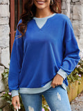 Women's Casual Contrast Color Long Sleeve Sweatshirts