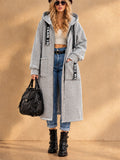 Women Long Hooded Cardigan Fleece Zip Up Oversized Coat