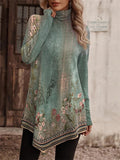 Ethnic Style High Neck Long Sleeve Casual Shirt for Women