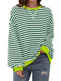 Women's Stylish Long Sleeved Striped Sweatshirts for Spring Autumn