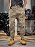 Retro Leisure Wear-resistant Male Ankle-tied Cargo Trousers