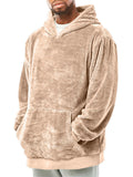 Men's Solid Color Long Sleeve Pullover Fleece Hoodie
