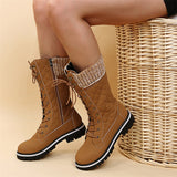 Lady Trendy Autumn Winter Side Zipper Mid Calf Boots