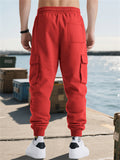 Male's Casual High Street Style Solid Color Pockets Cargo Jogger Trousers