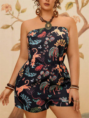 Women's Summer Print Off The Shoulder Tube Jumpsuits