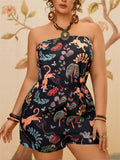 Women's Summer Print Off The Shoulder Tube Jumpsuits