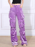 Retro Women's Velvet Straight Pockets Cargo Pants