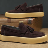 Men's Solid Color Suede Slip Ons Loafers Flats Shoes