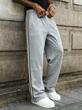 Men's Track Pants with Side Stripes Casual Loose Fit Sports Trousers