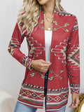 Women's Ethnic Style Printed Lapel Long Sleeve Cardigan Shirts