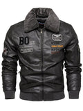 Men's Vintage Motorcycle Style Patchwork Fleece Lined Faux Leather Jackets